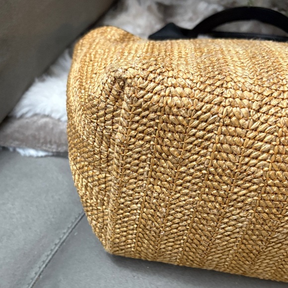 Longchamp Tan and Black Woven Tote - Picture 5 of 13